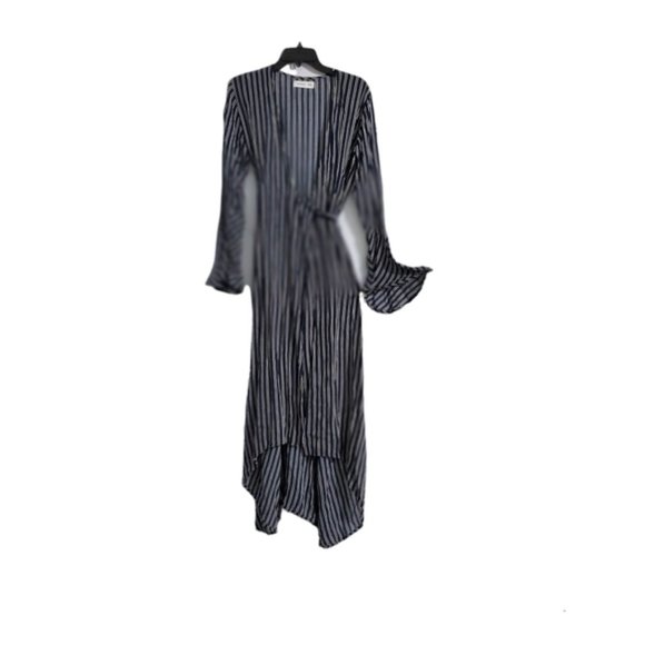 Faithfull the Brand Carioca Navy Blue Striped Wrap Dress Sz 6 - Picture 6 of 10